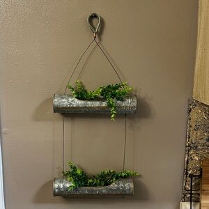Wall planter with faux greenery